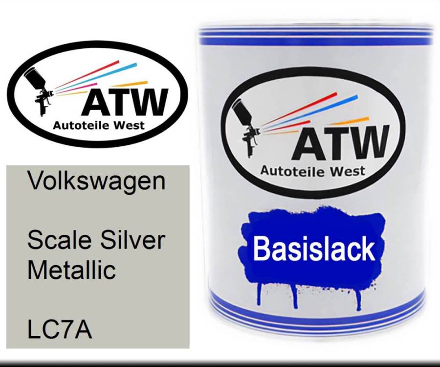 Volkswagen, Scale Silver Metallic, LC7A: 1L Lackdose, von ATW Autoteile West.